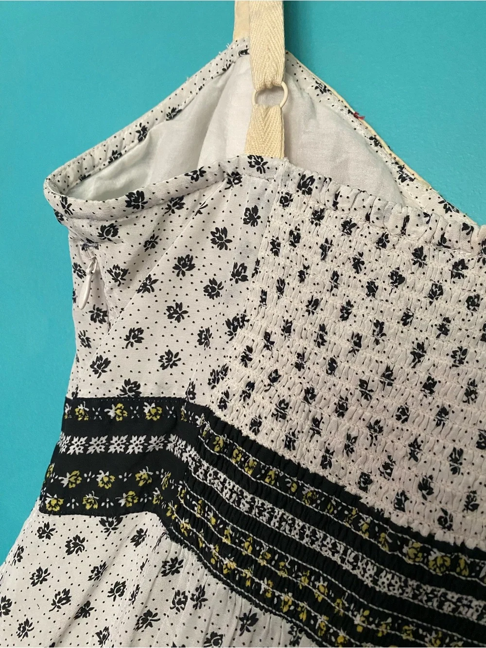 Free People Floral Sundress Smocked Back 0
